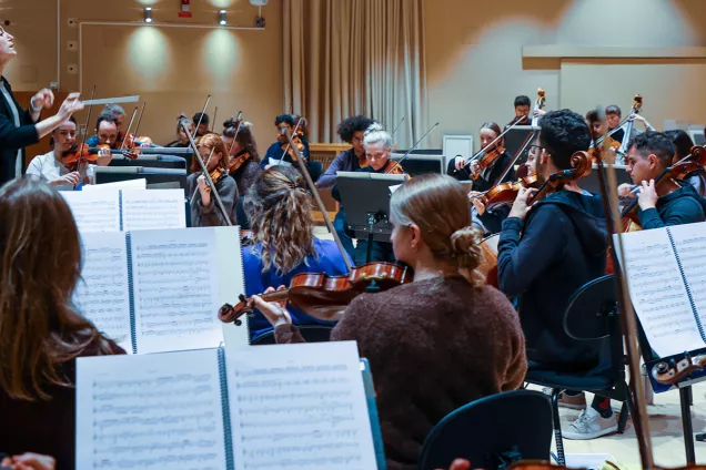 Malmö Academy of Music's Symphony Orchestra rehearses. Photographer: Michel Thomas.