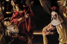 Gammal barockmålning föreställande en nunna. Illustration.